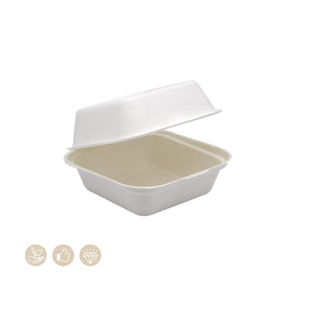 BIO Burgerbox mit Klappdeckel (PULP) - 500 Stk.