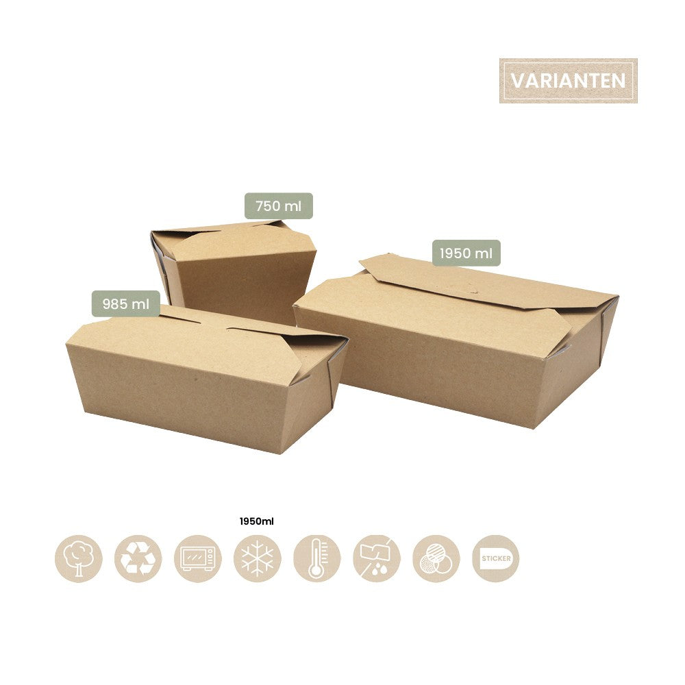 BIO Foodbox mit Faltdeckel eckig (Papier) MIKRO - ab 200 Stk.