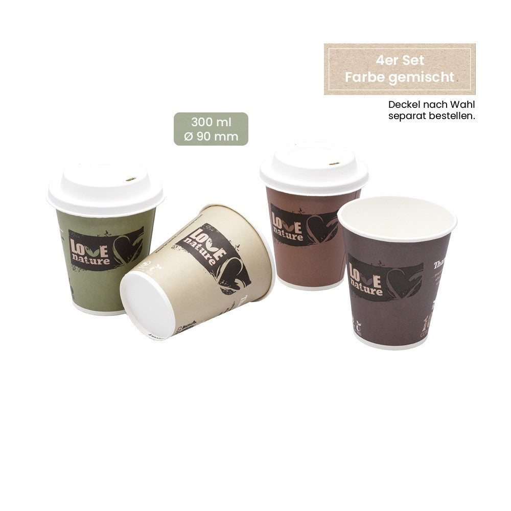 BIO Coffee-To-Go Trinkbecher 4er Set (Papier) - ab 1.000 Stk.