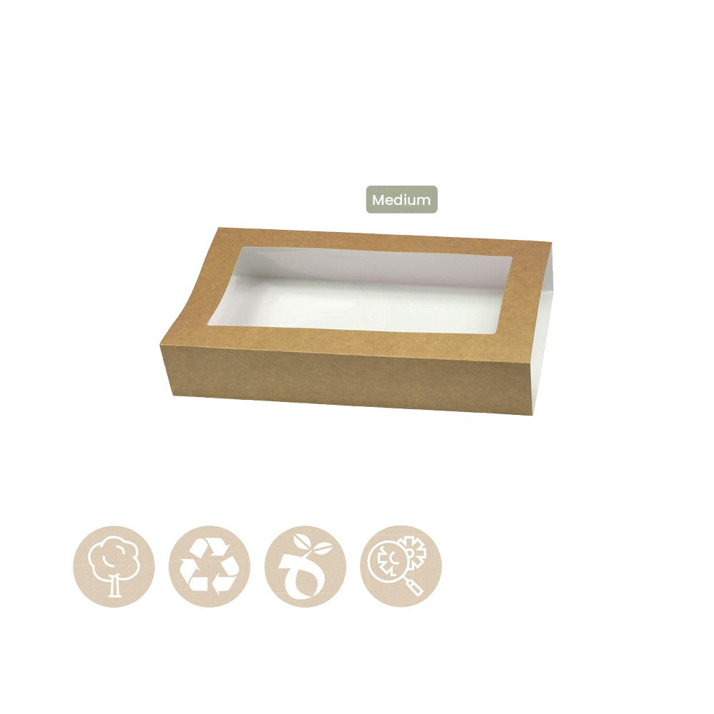 BIO Hülle - Sleeve mit Sichtfenster - Catering Tray Platter Medium (Papier / Zellulose) - ab 20 Stk.