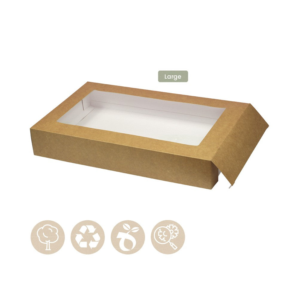 BIO Hülle - Sleeve mit Sichtfenster - Catering Tray Platter Large (Papier / Zellulose) - ab 20 Stk.