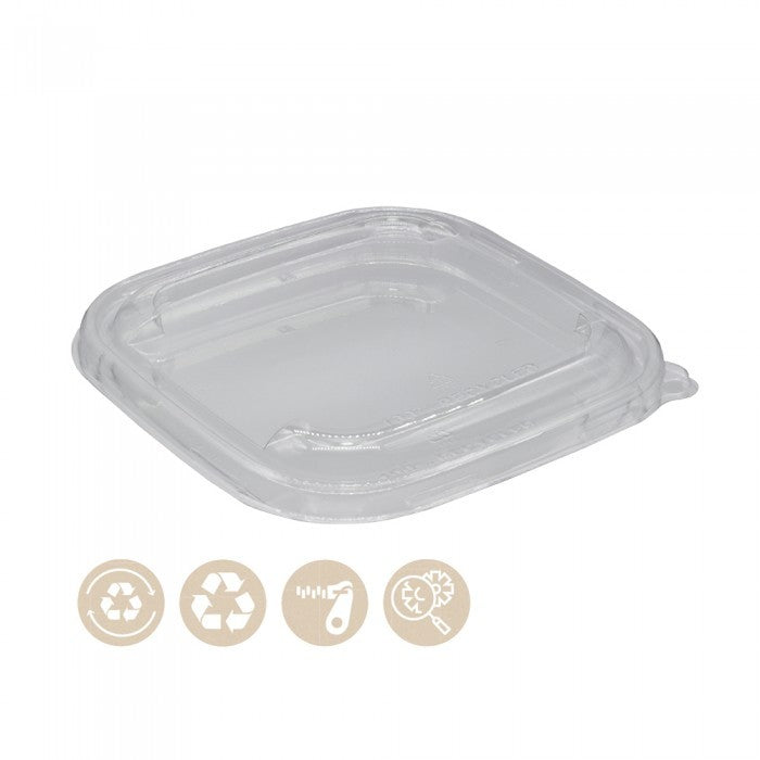 rPET - Deckel für BIO Menüschale quadratisch BePULP, Kaltes - ab 300 Stk.