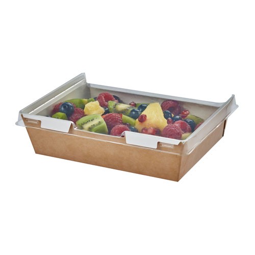 Foodbox PE-Beschichtung mit rPET-Deckel 1280 ml (Papier) - 200 Stk.