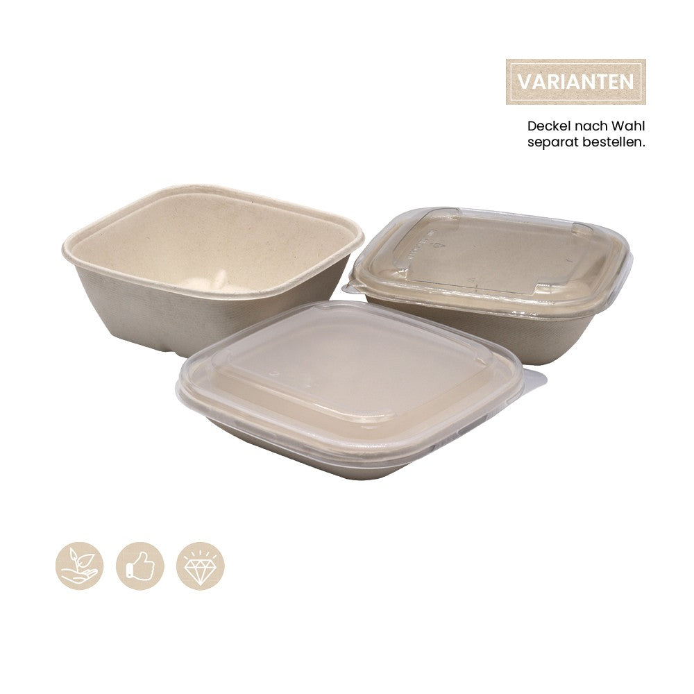 BIO Menüschale quadratisch für Kaltes & Warmes (BePULP) - ab 300 Stk.