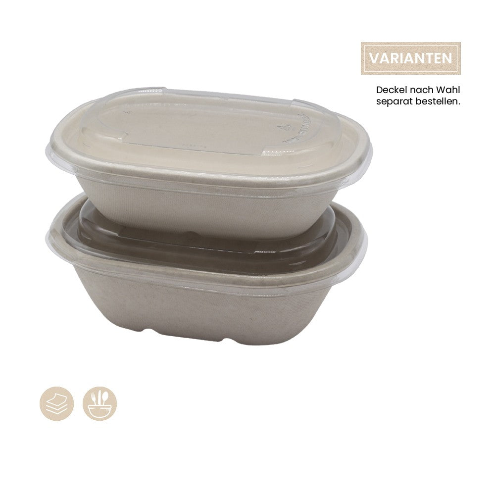 BIO Menüschale oval für Kaltes (BePULP) - ab 300 Stk.