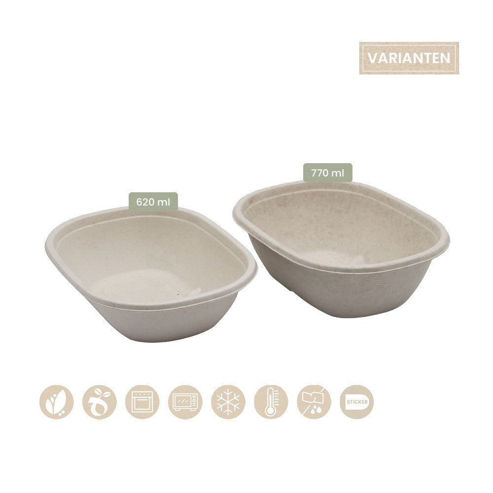 BIO Menüschale oval für Kaltes (BePULP) - ab 300 Stk.
