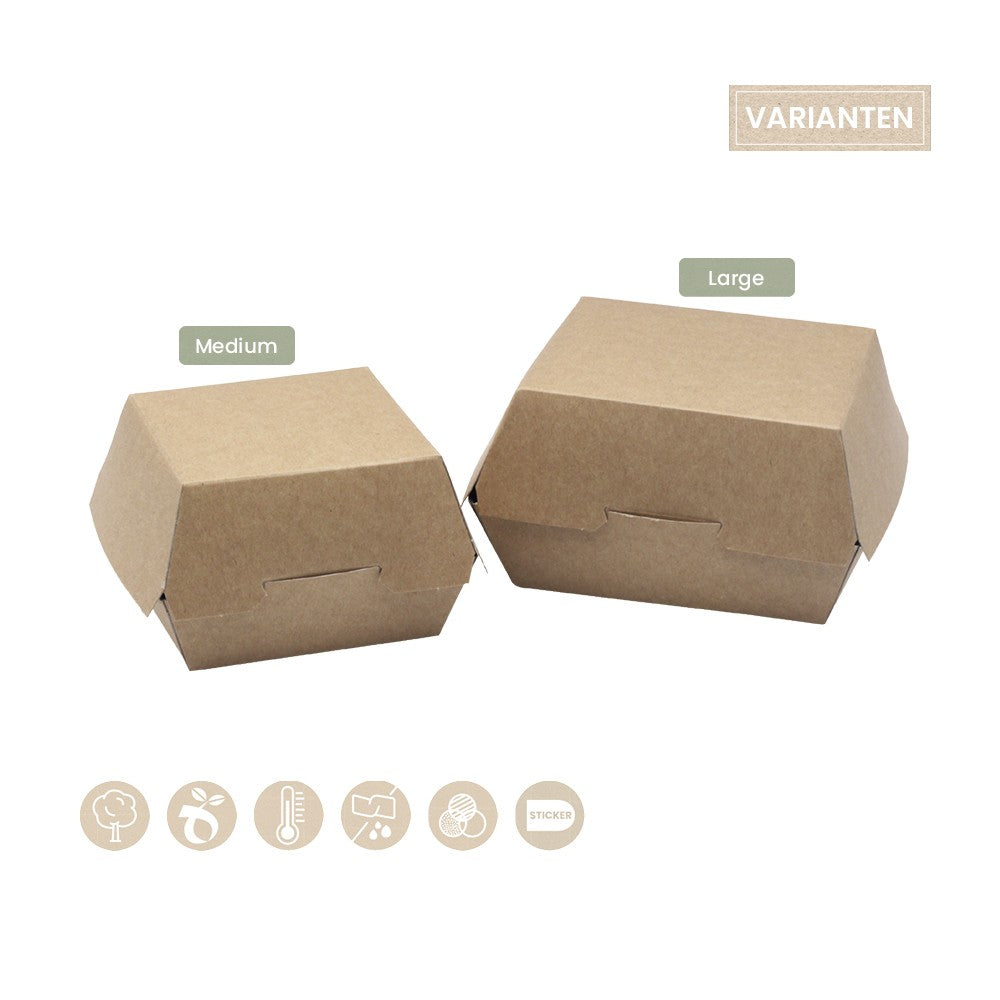 BIO Burgerbox mit Klappdeckel und Steckverschluss (Papier) - ab 250 Stk.