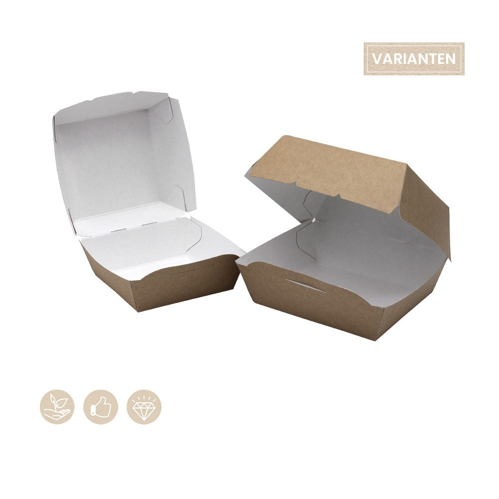 BIO Burgerbox mit Klappdeckel und Steckverschluss (Papier) - ab 250 Stk.