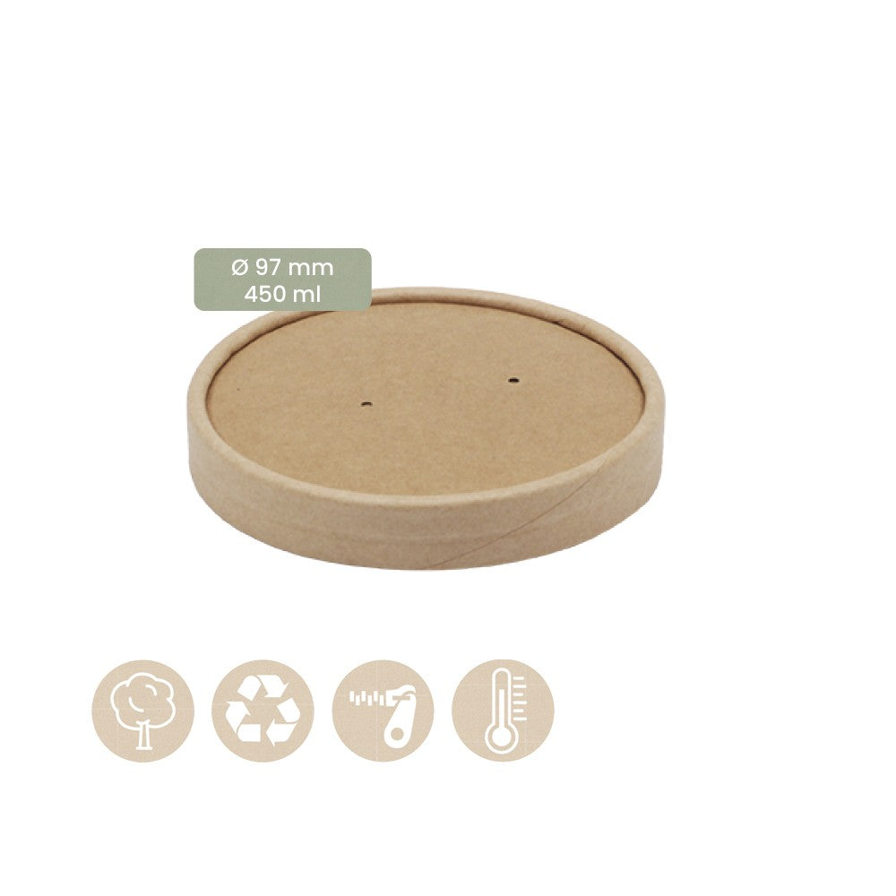 Papier - Deckel für Speisen- und Suppenbecher rund Ø 97mm, Kaltes & Warmes MIKRO - ab 500 Stk.