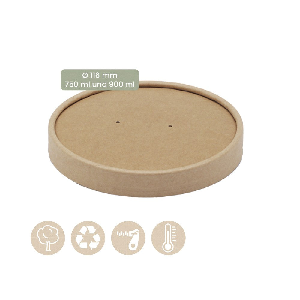 Papier - Deckel für Speisen- und Suppenbecher rund Ø 116mm, Kaltes & Warmes MIKRO - ab 500 Stk.