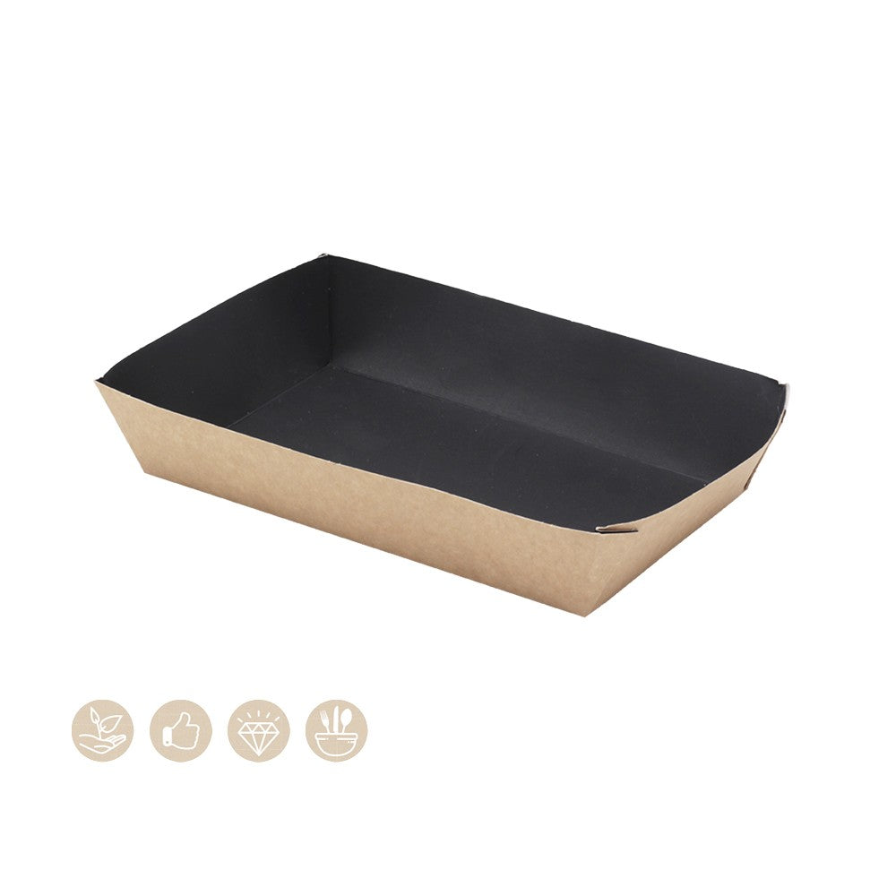 BIO Schale - Tray offen schwarze Innenseite (Papier) - ab 250 Stk.