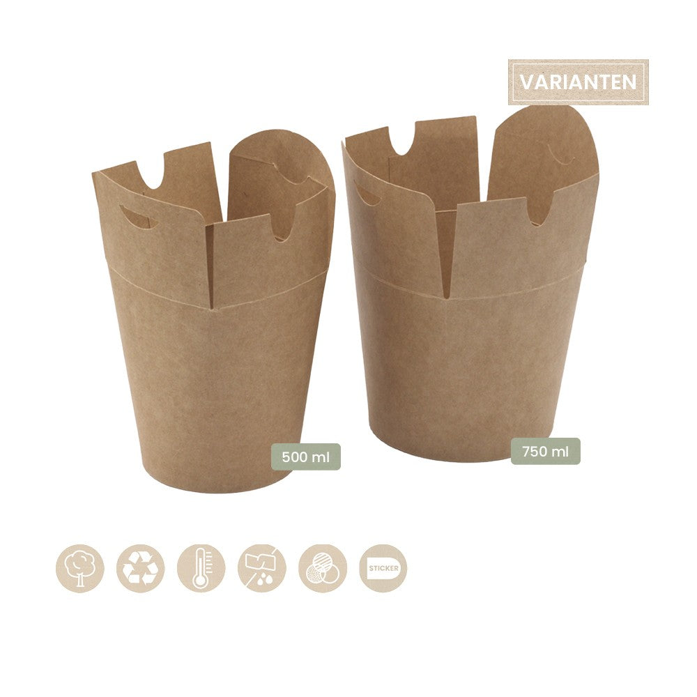 BIO Foodbox mit Faltdeckel rund (Papier) - ab 500 Stk.